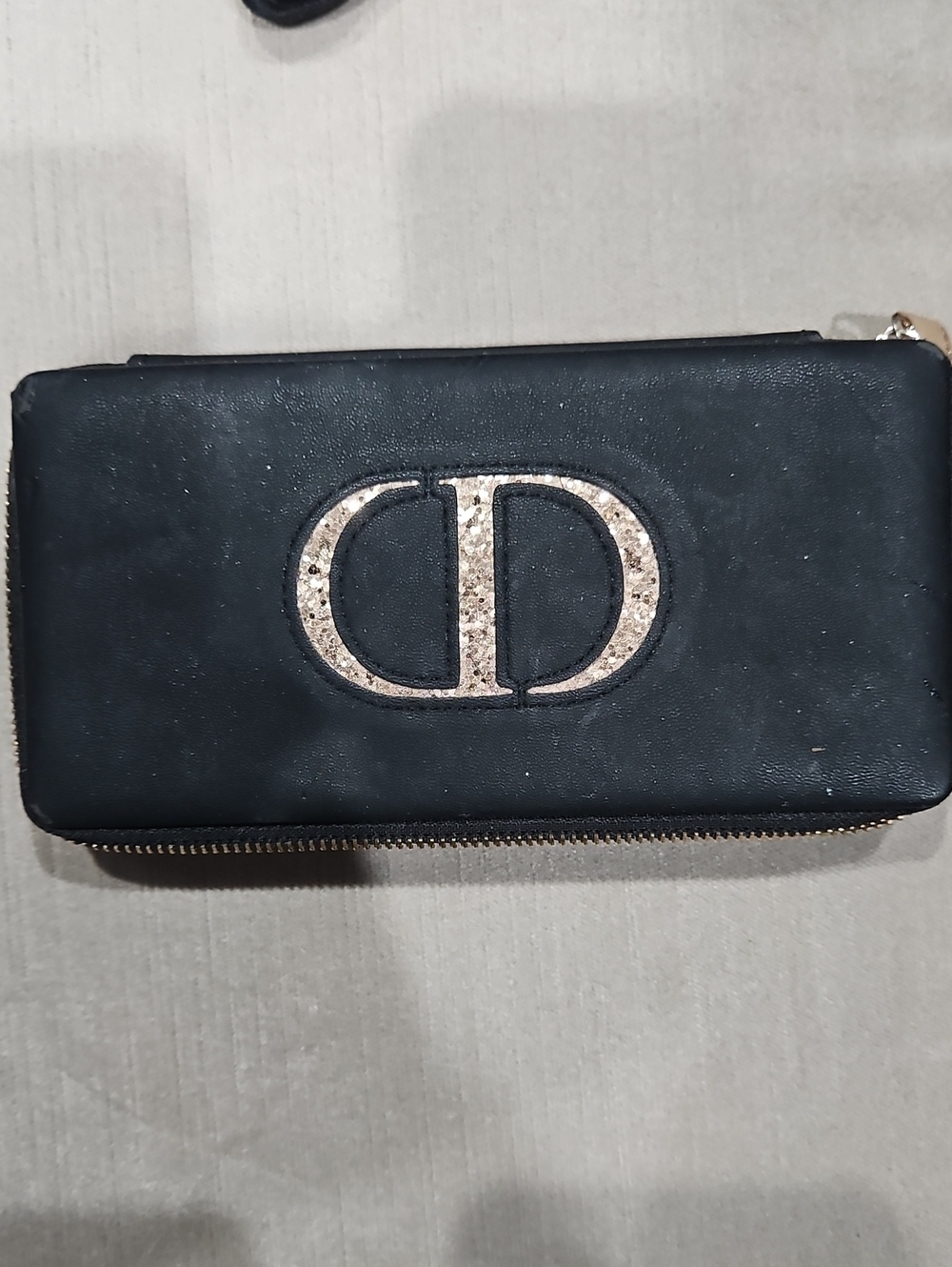 Dior Black Wallet with Gold CD Accent